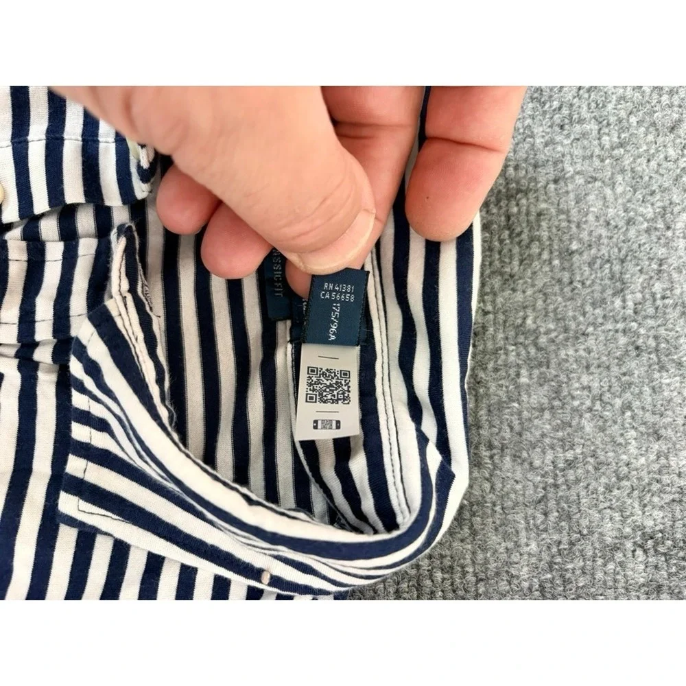 Polo Ralph Lauren Classic Fit Polo Crest Lisle Shirt Men's ‎ Blue Stripe Size M